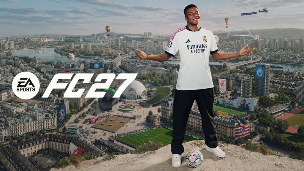 Official EA Sports FC 27 key art showing football players and the FC 27 logo