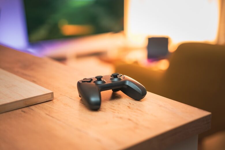 Game controller on a table for a controller compatibility guide