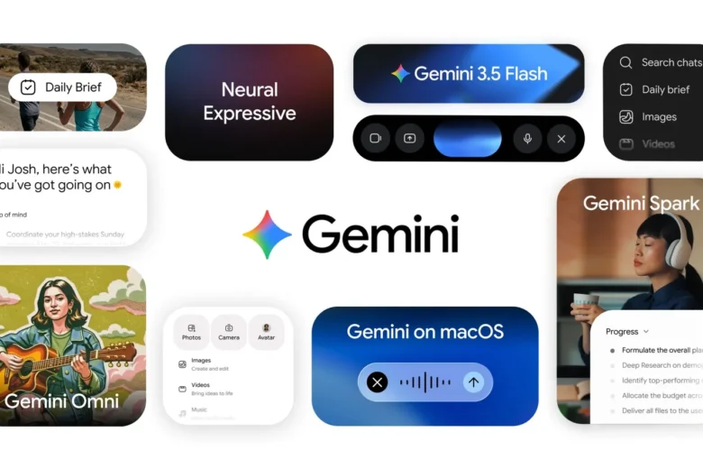 Google Gemini interface collage showing Gemini Spark, Daily Brief and Gemini 3.5 Flash