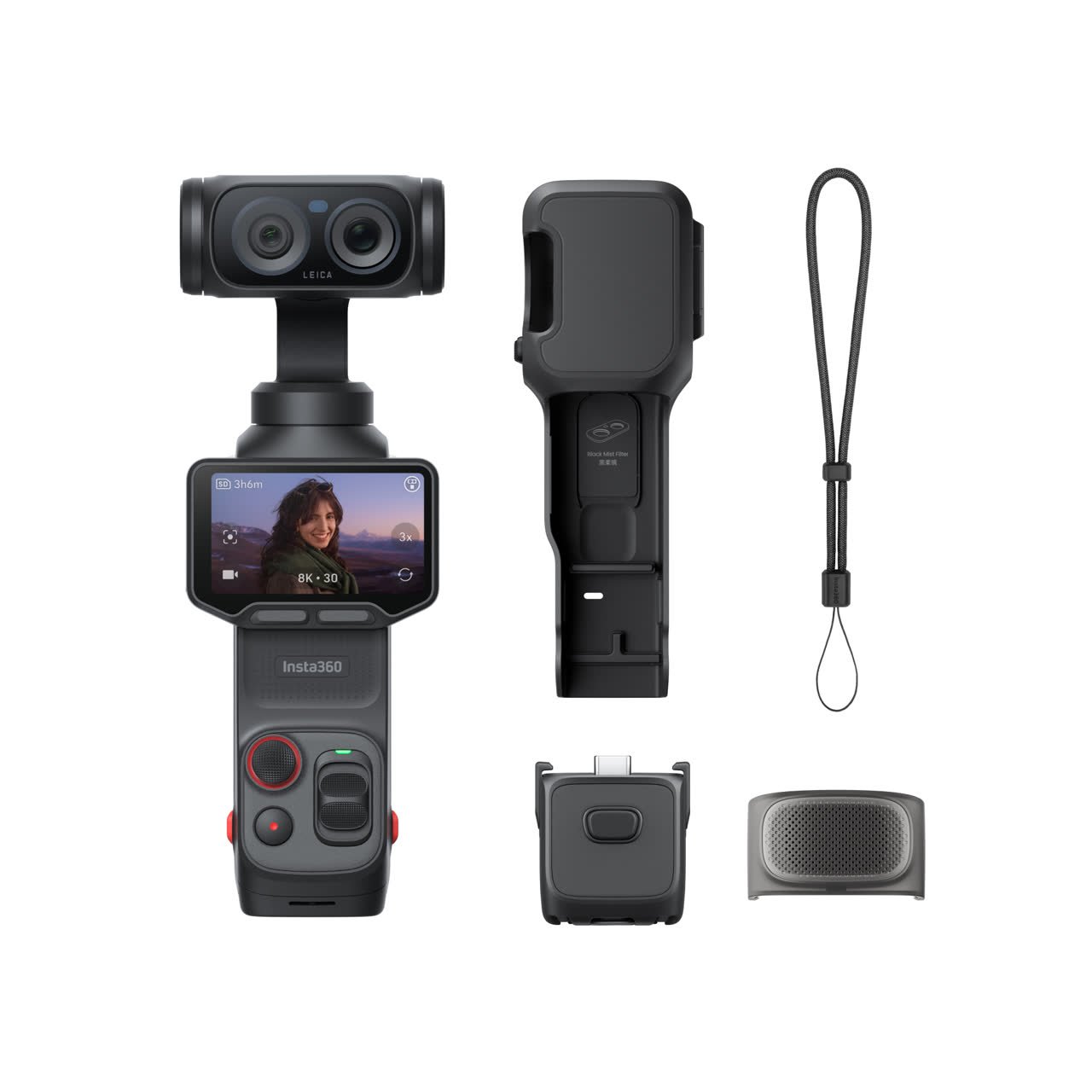 Insta360 Luna Ultra dual-lens Leica gimbal camera and included accessories