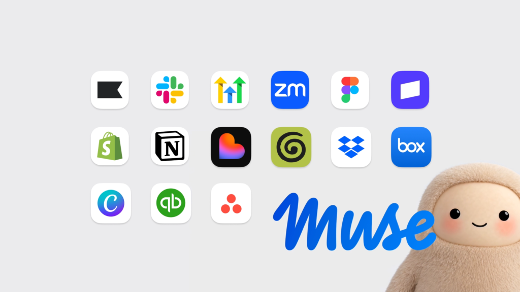 Meta Muse for Small Business graphic surrounded by connected business app icons