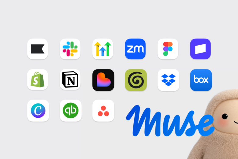 Meta Muse for Small Business graphic surrounded by connected business app icons