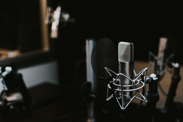 Condenser microphone in a studio for a microphone buying guide