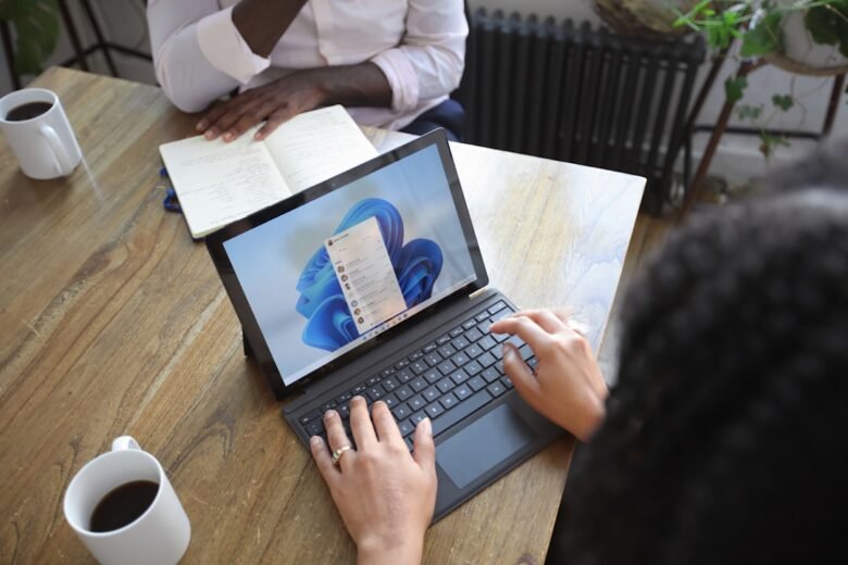 Microsoft Windows laptop representing the upcoming Surface and Windows event