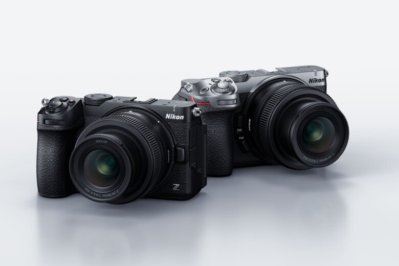 Black and silver Nikon Z5IIC full-frame mirrorless cameras shown from the front