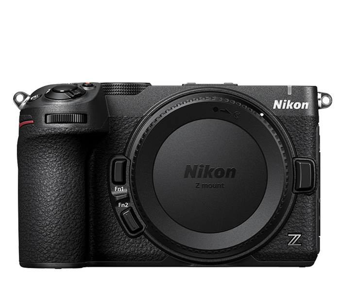 Front view of the black Nikon Z5IIC full-frame mirrorless camera body without a lens