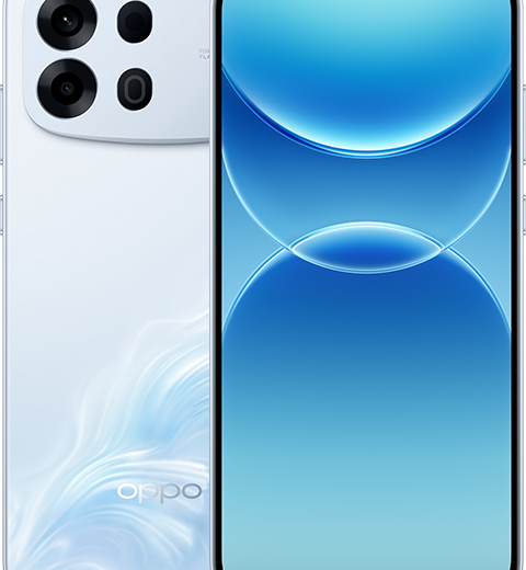 Official render of blue OPPO A7 Pro Max 5G showing front display and rear camera design