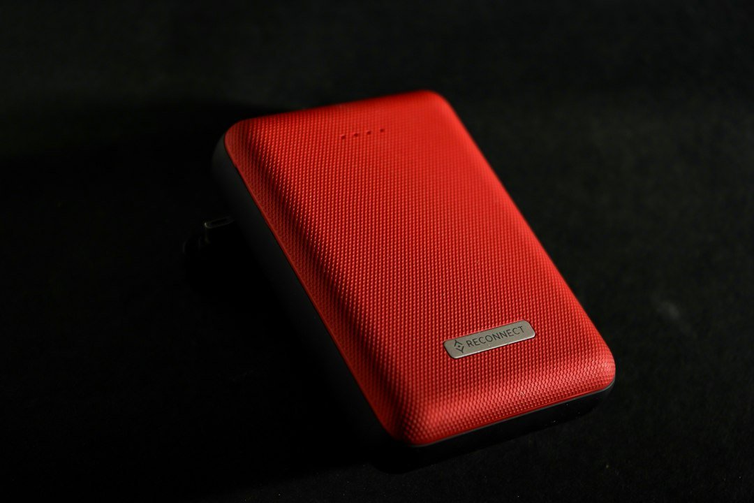 Close-up product photograph of a portable power bank