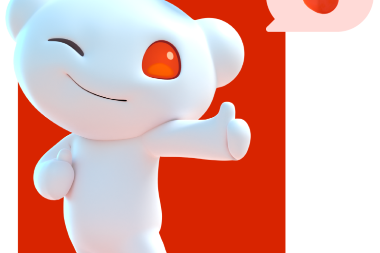 Reddit Snoo mascot waving in official orange, pink and blue brand artwork