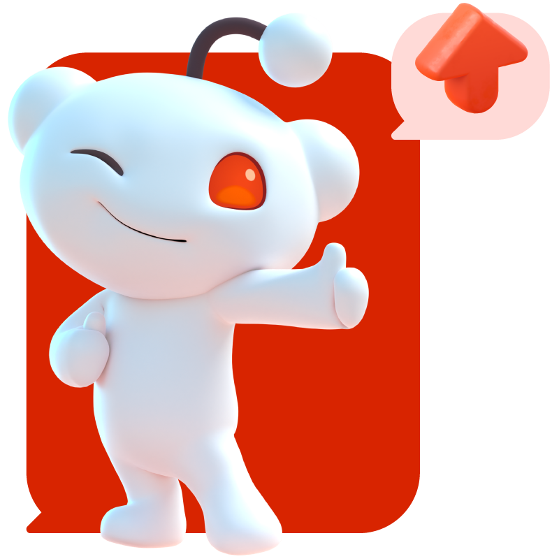Reddit Snoo mascot waving in official orange, pink and blue brand artwork