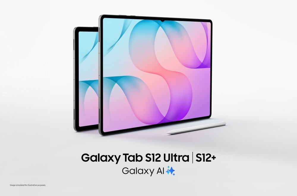 Samsung Galaxy Tab S12 Ultra and Galaxy Tab S12 Plus shown with their S Pen styluses. Image: Samsung.