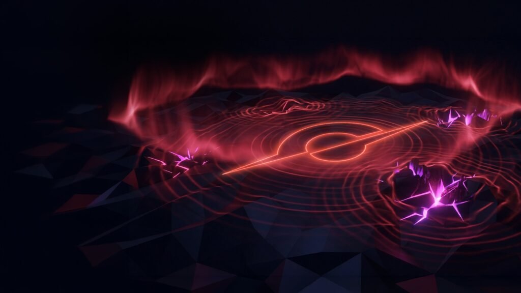 Red and purple digital terrain with a glowing Unit 42-style target symbol, official Palo Alto Networks artwork