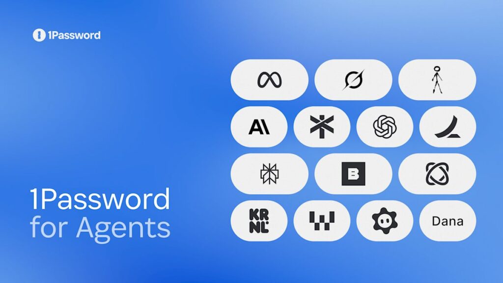 1Password for Agents graphic showing supported AI agent integrations