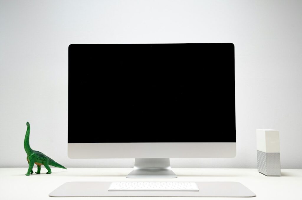 All-in-one desktop computer on a desk (illustrative)