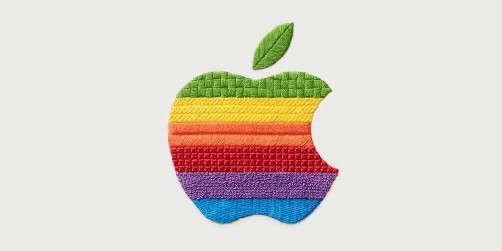 Apple’s rainbow stitched logo for the October 13 Welcome home product event