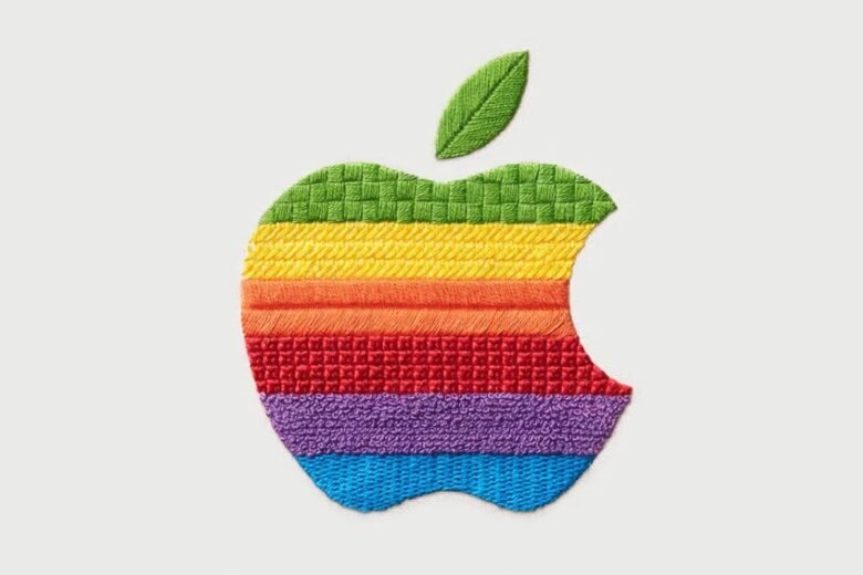 Apple’s rainbow stitched logo for the October 13 Welcome home product event