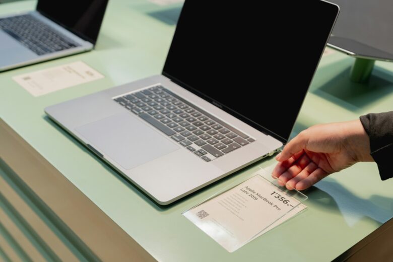 Laptop displayed in a store