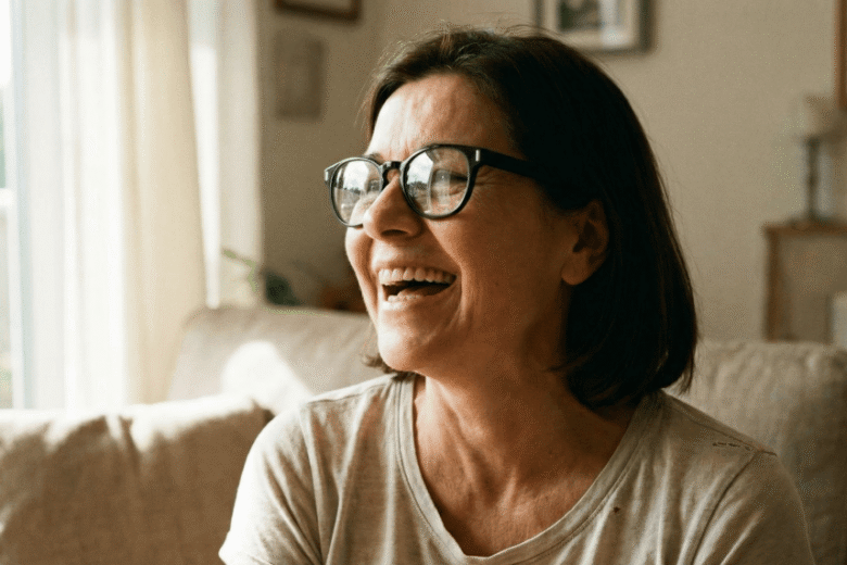 A person wearing black Legato Symphony hearing glasses. Source: Legato.