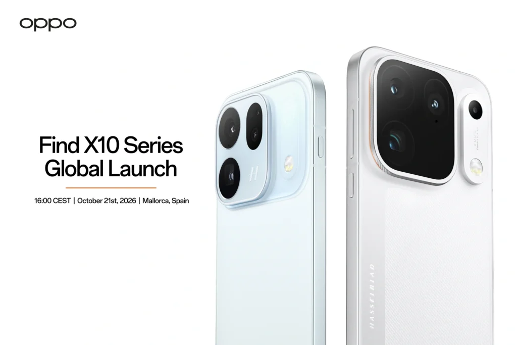 OPPO Find X10 Pro Max and Find X10 smartphones beside the October 21 global launch date