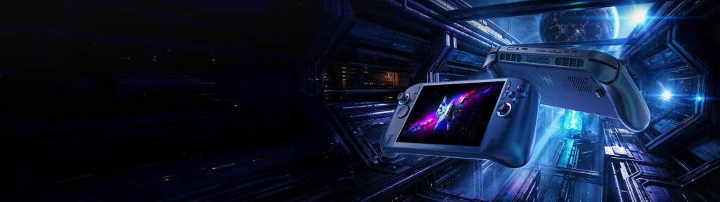 Acer Predator Atlas 8 gaming handheld shown from the front and rear