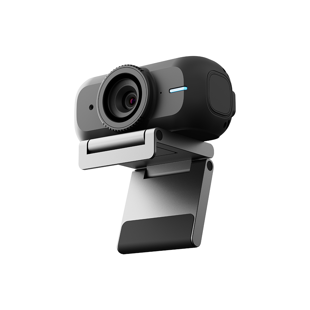 amaran Cam 4K60 webcam in charcoal on its monitor mount