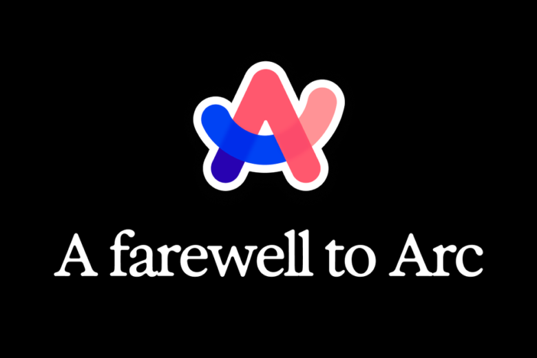 Arc browser logo above the words A farewell to Arc on a black background