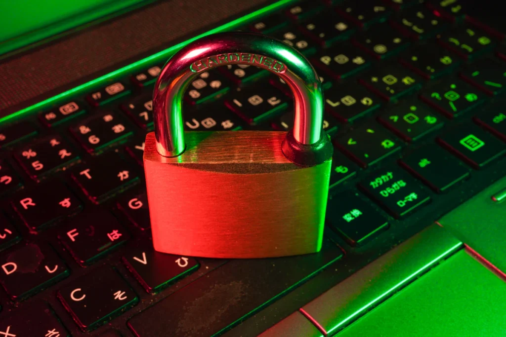 Padlock on a laptop keyboard illustrating browser security
