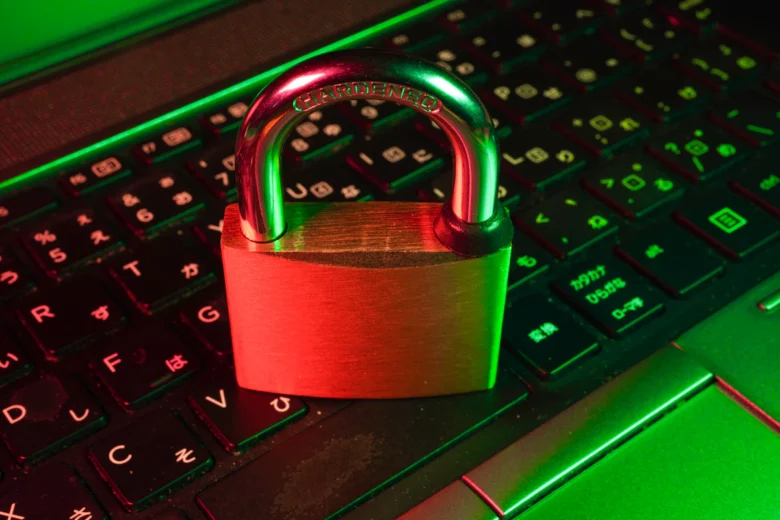 Padlock on a laptop keyboard illustrating browser security