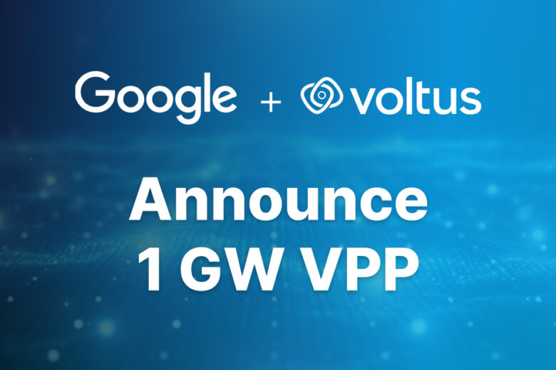 Google and Voltus logos above text announcing a 1 GW virtual power plant