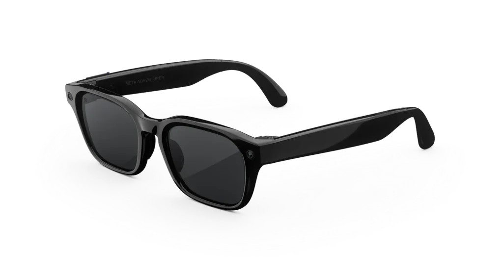 Classic Black Meta Adventurer AI glasses with grey lenses