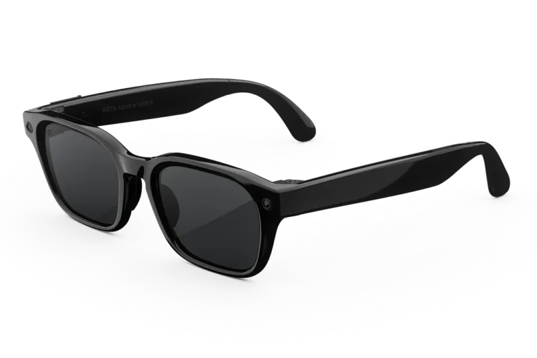 Classic Black Meta Adventurer AI glasses with grey lenses