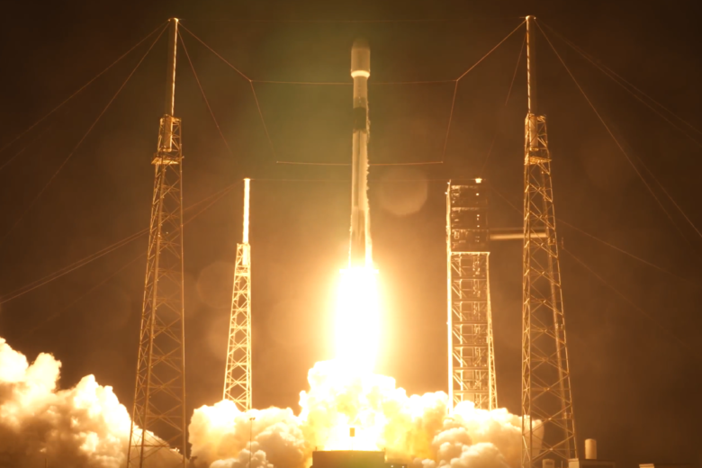 SpaceX Falcon 9 launching NASA-funded commercial satellite relay demonstrations at night