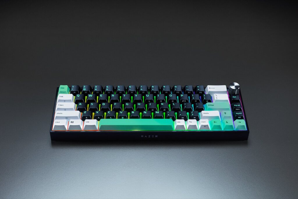 Razer Reclusa Mini 65% gaming keyboard with three-tone keycaps and RGB lighting
