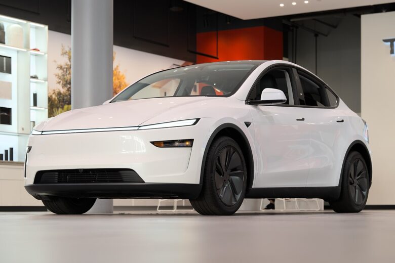 Refreshed 2025 Tesla Model Y displayed at Santana Row